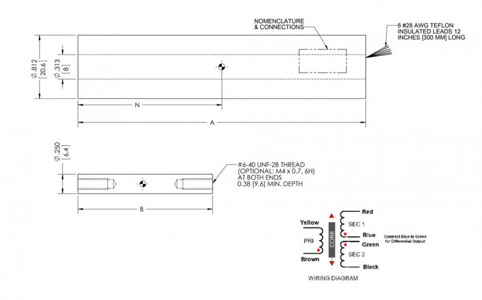 AC-LVDT Position Sensor LA-20.6 Series Diagram