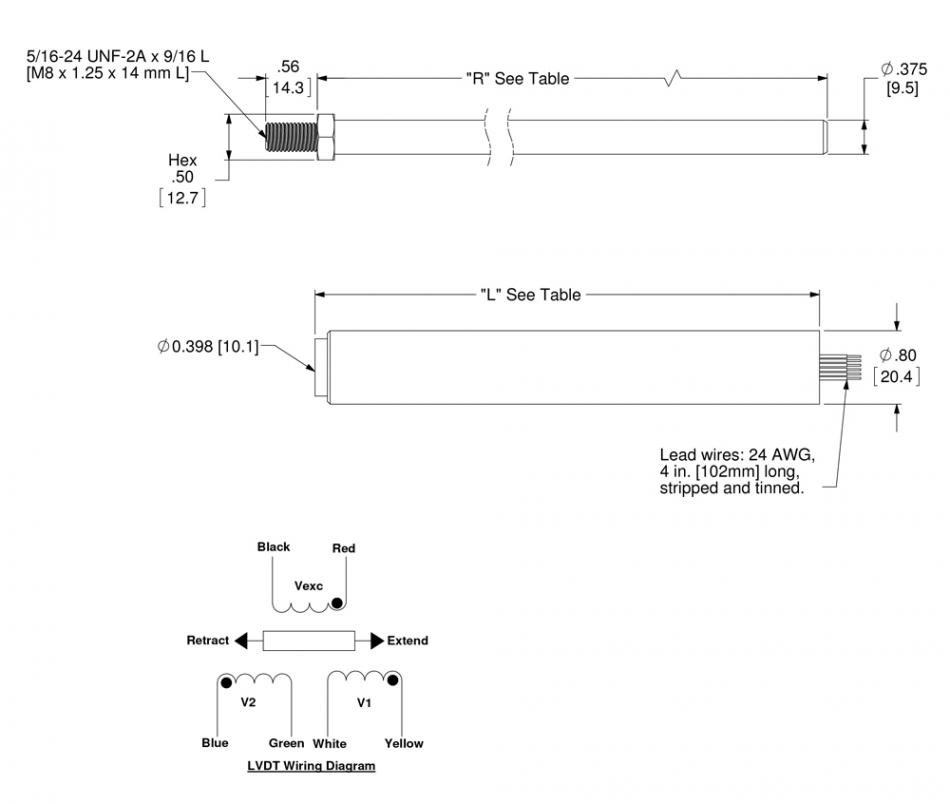  LVDT Position Sensor LA-21-A Series Diagram
