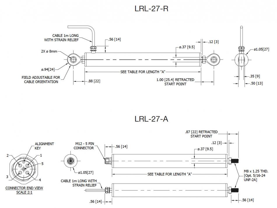 LVIT Linear Position Sensor LRL-27 Series Drawing